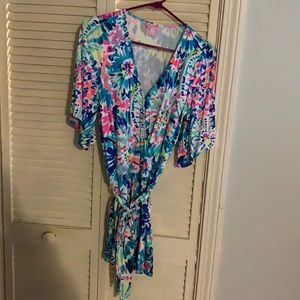 Lilly Pulitzer romper with tie.